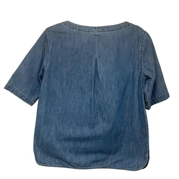 Rag & Bone Chambray Lace Neck Short Sleeve Popover Top Women’s Small - Picture 5 of 7
